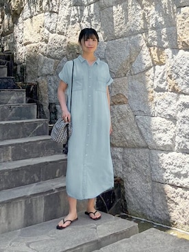 「ブリーチデニム」｜「アイテム（ワンピース/ドレス）」を使った、STYELEDELIさん（レディース・157cm）の夏コーディネート