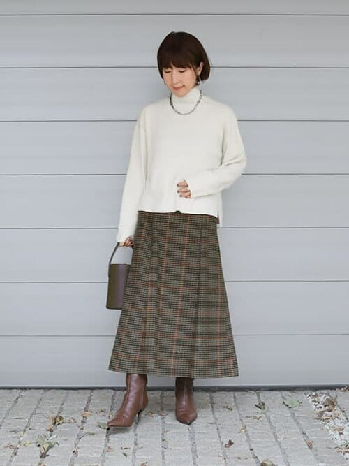 スカート チェック柄 千鳥柄 S-XL Aライン きれいめ 23zm678 STYLE DELI｜【LUXE】千鳥チェック柄Aラインスカート | Rakuten