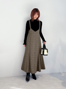 「STYLE DELI（スタイルデリ）のアイテム（ジャンパースカート）」を使った、STYELEDELIさん（レディース・157cm）の冬コーディネート