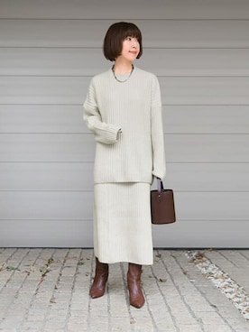 「STYLE DELI（スタイルデリ）のアイテム（スカート）」を使った、STYELEDELIさん（レディース・153cm）の冬コーディネート