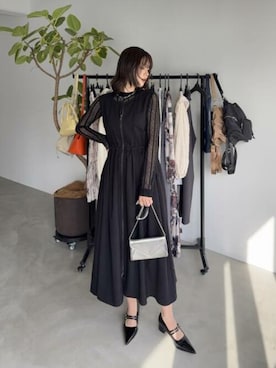 「カフェ」｜「アイテム（ワンピース/ドレス）」を使った、STYELEDELIさん（レディース・169cm）の冬コーディネート