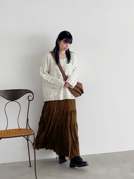 「STYLE DELI（スタイルデリ）のアイテム（スカート）」を使った、STYELEDELIさん（レディース・157cm）の冬コーディネート