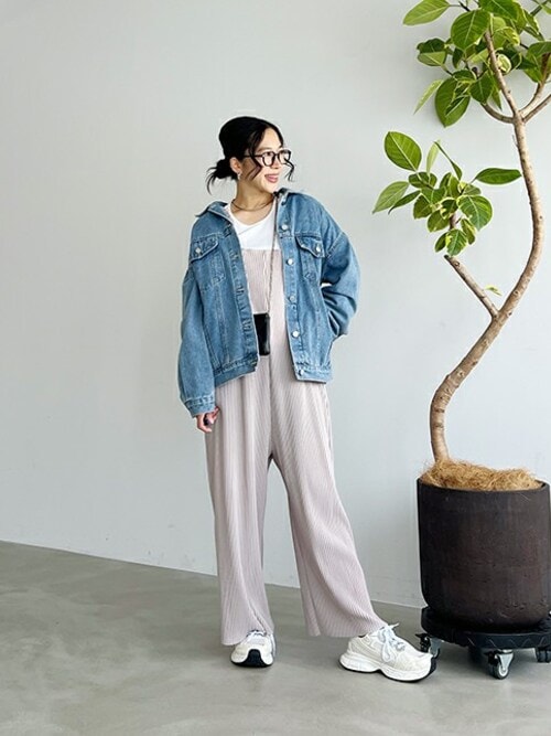 プリーツ加工フリルストラップサロペット（サロペット/オーバーオール