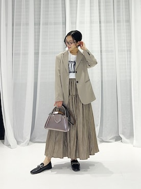 「STYLE DELI（スタイルデリ）のアイテム（スカート）」を使った、STYELEDELIさん（レディース・157cm）の春コーディネート