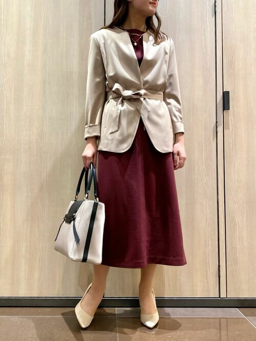 strata ベルト付きノーカラージャケット NEWYORKER（ニューヨーカー）の「ソフトサキソニー ベルト付きノー