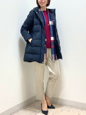 「オンオフ兼用」｜「アイテム（ダウンジャケット/コート）」を使った、NEWYORKER_WOMENSさん（レディース・173cm）の冬コーディネート