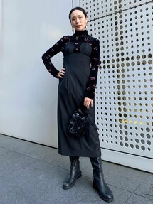 【マメ】Froral Velour Jacquard High Neck Top Mame Kurogouchi / マメクロゴウチ | 2022AW | Floral Velour