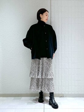 「A part by（アパートバイ）のアイテム（ノーカラーコート）」を使った、keicoさん（レディース・168cm）の冬コーディネート