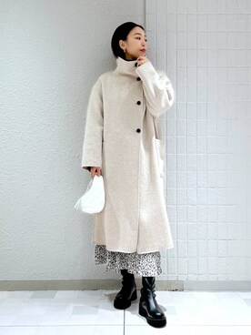 「A part by（アパートバイ）のアイテム（ノーカラーコート）」を使った、keicoさん（レディース・168cm）の冬コーディネート