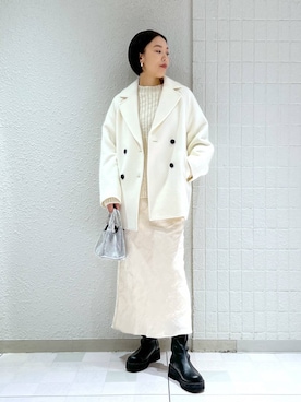 「A part by（アパートバイ）のアイテム（チェスターコート）」を使った、keicoさん（レディース・168cm）の冬コーディネート