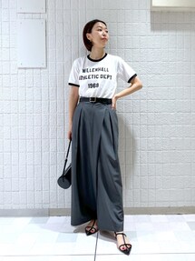 ラップワイドパンツ　グレー apart by lowrys A part by（アパートバイ）の「ラップワイドパンツ（スラックス