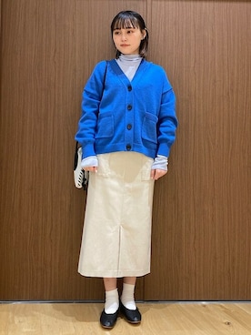 「アイテム（カーディガン/ボレロ、ブルー系）」を使った、吉田さん（レディース・158cm）の春コーディネート