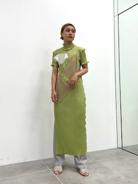 「Ameri（アメリ）のアイテム（スラックス）」を使った、Hitomi Wadaさん（レディース・157cm）の夏コーディネート