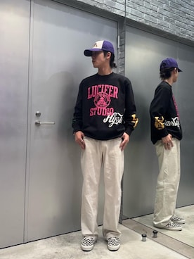 「アイテム（キャップ、パープル系）」を使った、KOUHEIさん（メンズ・172cm）の秋コーディネート