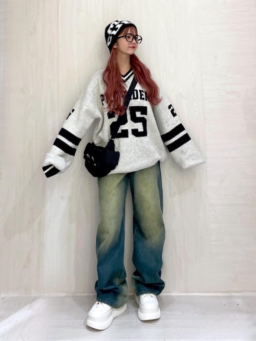 セール】WEGO/ナンバリングラインフラッフィーニット（ニット/セーター