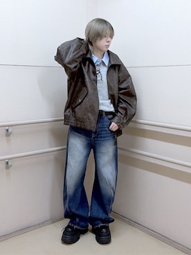 「WEGO（ウィゴー）のWEGO/【26年秋冬新作】フライトジャケット（ブルゾン、ブラウン系）」を使った、WEGOさん（メンズ・180cm）の秋コーディネート