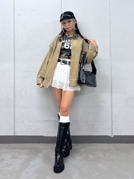 「アイテム（キャスケット）」を使った、WEGOさん（レディース・161cm）の秋コーディネート