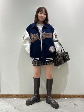 「アイテム（スタジャン）」を使った、WEGOさん（レディース・152cm）の秋コーディネート