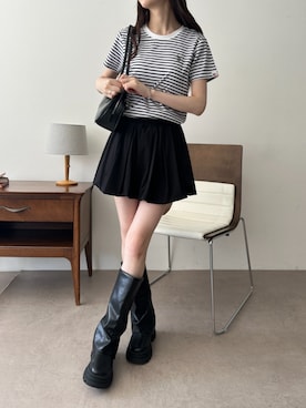 「U.S. POLO ASSN.（ユーエスポロアッスン）の∴WEGO/【26年春夏新作】U.S. POLO ASSN.別注コンパクトTシャツ（Tシャツ/カットソー、ホワイト系）」を使った、WEGOさん（レディース・160cm）の夏コーディネート