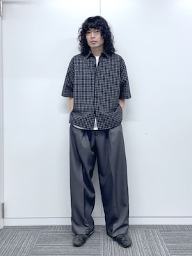 「WEGO（ウィゴー）のWEGO/【26年春夏新作】ミニチェックシャツ（シャツ/ブラウス、ブラック系）」を使った、WEGOさん（レディース・160cm）の春コーディネート