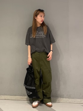 「WEGO（ウィゴー）のWEGO/ワイドカーゴパンツ（カーゴパンツ、グリーン系）」を使った、WEGOさん（レディース・160cm）の夏コーディネート