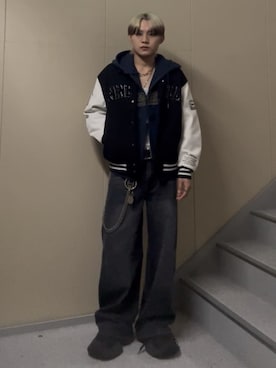 「アイテム（スタジャン）」を使った、WEGOさん（メンズ・171cm）の秋コーディネート