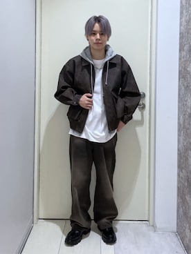 「アイテム（ライダースジャケット）」を使った、WEGOさん（メンズ・170cm）の秋コーディネート