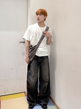 「SHORT ROUND（ショートラウンド）のSHORT ROUND/【26年春夏新作】クロップドグラフィックT（Tシャツ/カットソー、ホワイト系）」を使った、WEGOさん（レディース・160cm）の春コーディネート