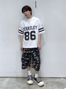 「WEGO（ウィゴー）のWEGO/【26年春夏新作】ナンバリングTシャツ（Tシャツ/カットソー、ホワイト系）」を使った、WEGOさん（レディース・160cm）の春コーディネート