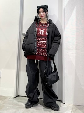 「アウターコーデ」｜「アイテム（ニットキャップ/ビーニー）」を使った、WEGOさん（レディース・159cm）の冬コーディネート