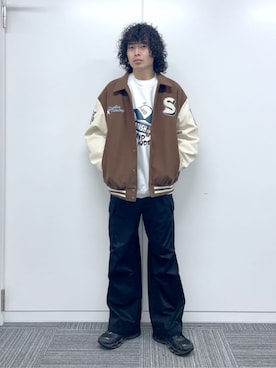「アイテム（スタジャン）」を使った、WEGOさん（メンズ・175cm）の冬コーディネート