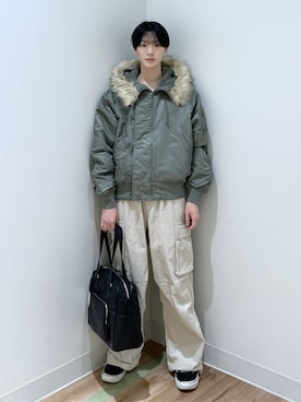 「アイテム（ボストンバッグ）」を使った、WEGOさん（メンズ・175cm）の冬コーディネート