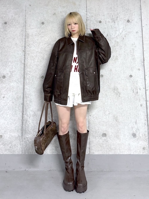 WEGO/【25年秋冬新作】ヴィンテージライクPUジャケット（ブルゾン