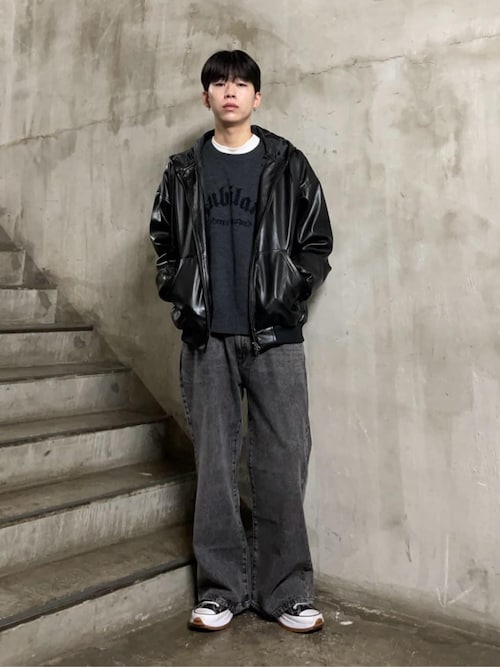 Vintage wash ECOレザーライダース