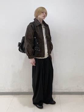 「アイテム（ライダースジャケット）」を使った、WEGOさん（メンズ・173cm）の秋コーディネート