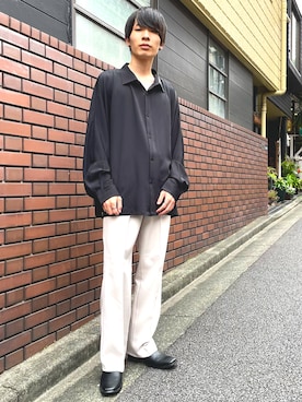 「とろみシャツ」｜WEGOさん（メンズ・172cm）の秋コーディネート