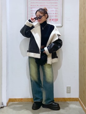 「WEGO（ウィゴー）のアイテム（ムートンコート）」を使った、WEGOさん（レディース・153cm）の冬コーディネート