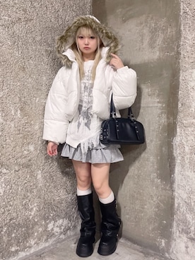 「アイテム（ボストンバッグ）」を使った、WEGOさん（レディース・154cm）の冬コーディネート