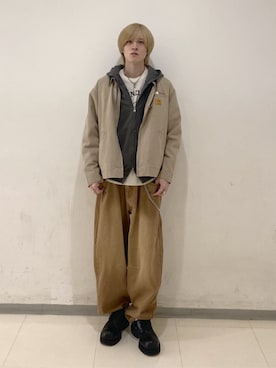 「アイテム（デニムジャケット、ベージュ系）」を使った、WEGOさん（メンズ・173cm）の秋コーディネート