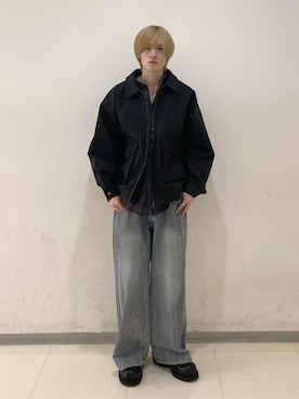 「アイテム（ライダースジャケット）」を使った、WEGOさん（メンズ・173cm）の秋コーディネート