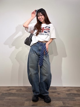 「WEGO（ウィゴー）のWEGO/ラバーコンビ厚底スニーカー（スニーカー、ブラック系）」を使った、WEGOさん（レディース・160cm）の夏コーディネート