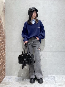 「アイテム（キャスケット）」を使った、WEGOさん（レディース・153cm）の冬コーディネート