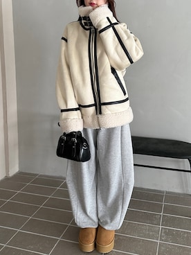 「アイテム（ムートンコート）」を使った、WEGOさん（レディース・162cm）の秋コーディネート