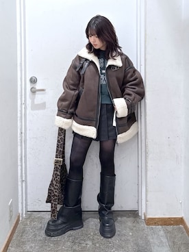 「アイテム（ムートンコート）」を使った、WEGOさん（レディース・152cm）の冬コーディネート