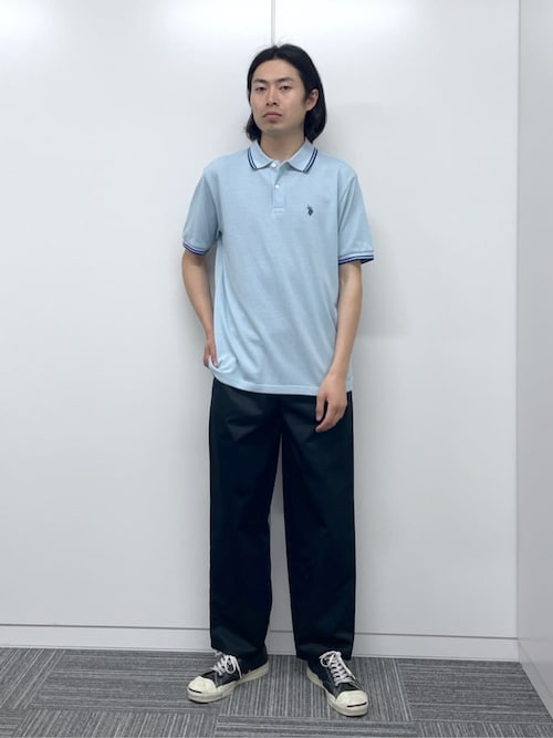 ∴WEGO/【25年春夏新作】別注U.S.POLO ASSN.ラインポロシャツ