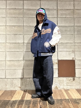 「アイテム（スタジャン）」を使った、WEGOさん（メンズ・170cm）の秋コーディネート