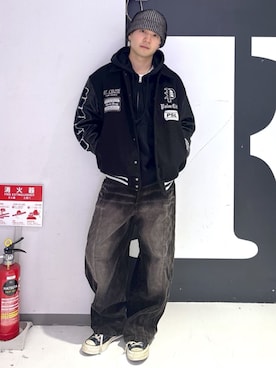 「アイテム（スタジャン）」を使った、WEGOさん（メンズ・165cm）の秋コーディネート