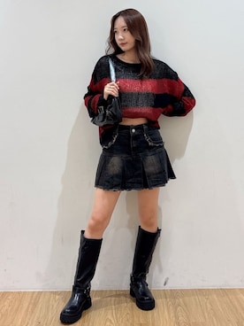 「アイテム（デニムスカート）」を使った、WEGOさん（レディース・162cm）の秋コーディネート