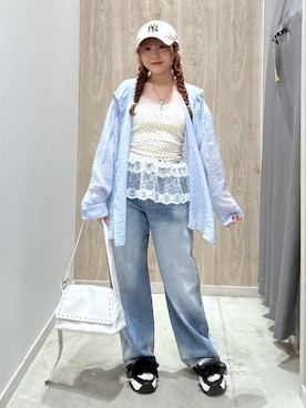 「WEGO（ウィゴー）のWEGO/【26年春夏新作】ストレートデニムパンツ（デニムパンツ、ブルー系）」を使った、WEGOさん（レディース・160cm）の春コーディネート
