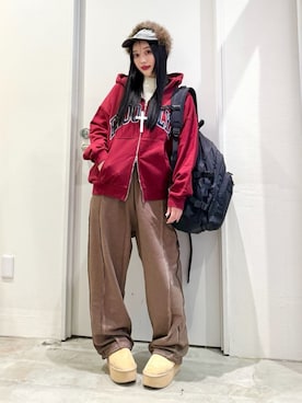 「アイテム（バックパック/リュック）」を使った、WEGOさん（レディース・159cm）の冬コーディネート
